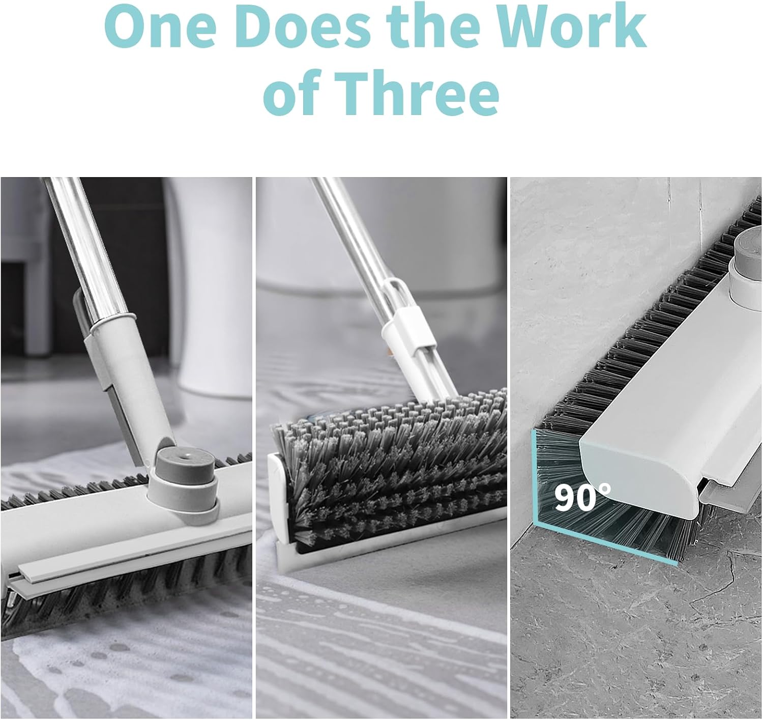 Thumbnail 2 de Floor Scrub Brush with Long Handle: 3-in-1 Scrape and Heavy-Duty Bristle Scrubber