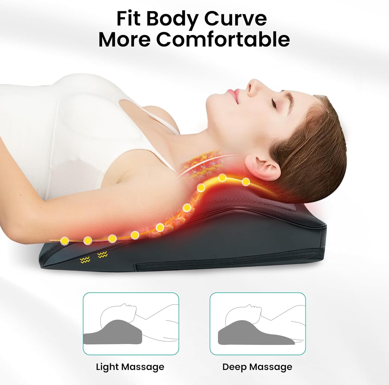 Detalle de Snailax Massagegerät Rücken Nacken – Shiatsu, Wärme und 3D-Knet-Massagekissen