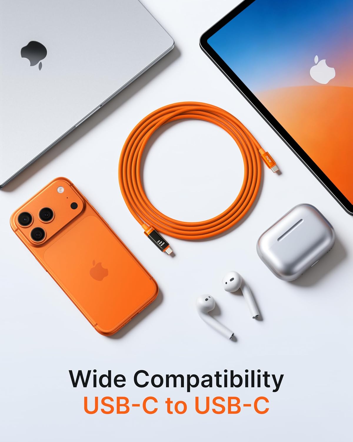 Detalle 2 de VRURC 240W USB-C to USB-C Cable with LED Display: Fast PD Charging and Ultra-Durability