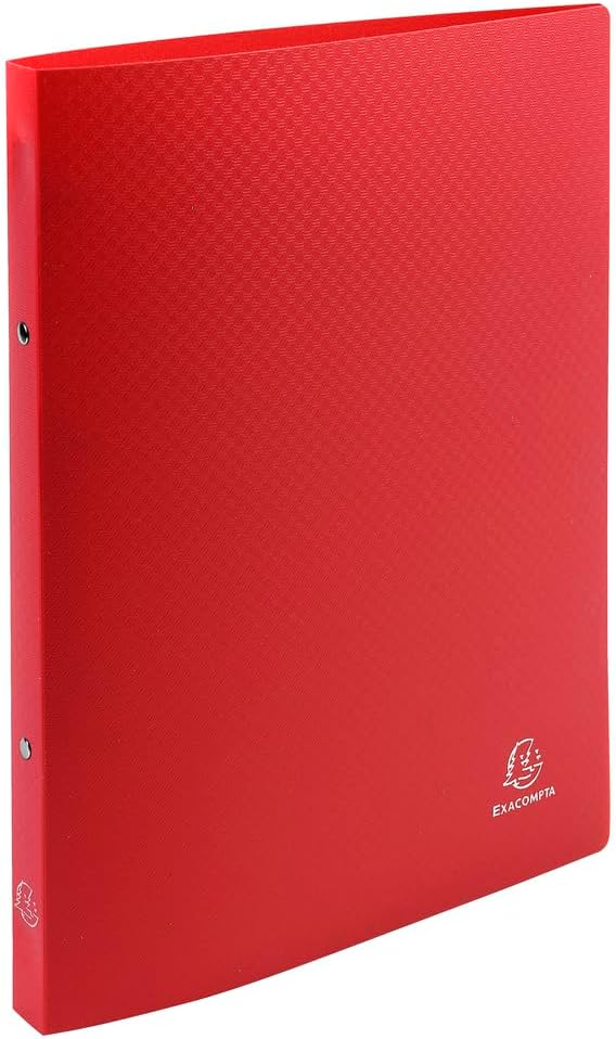 Exacompta 54195SE – Lot de 5 classeurs souples OPAK A4 rouge, 2 anneaux, 15 mm