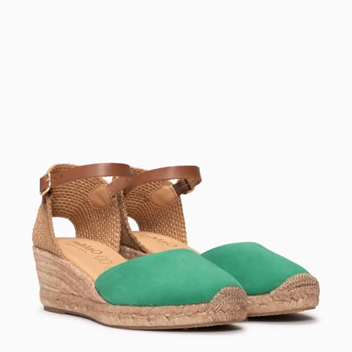 Detalle de MiMaO Espadrilles à Talon compensé Vert EU 36 — Confort et élégance made in Espagne