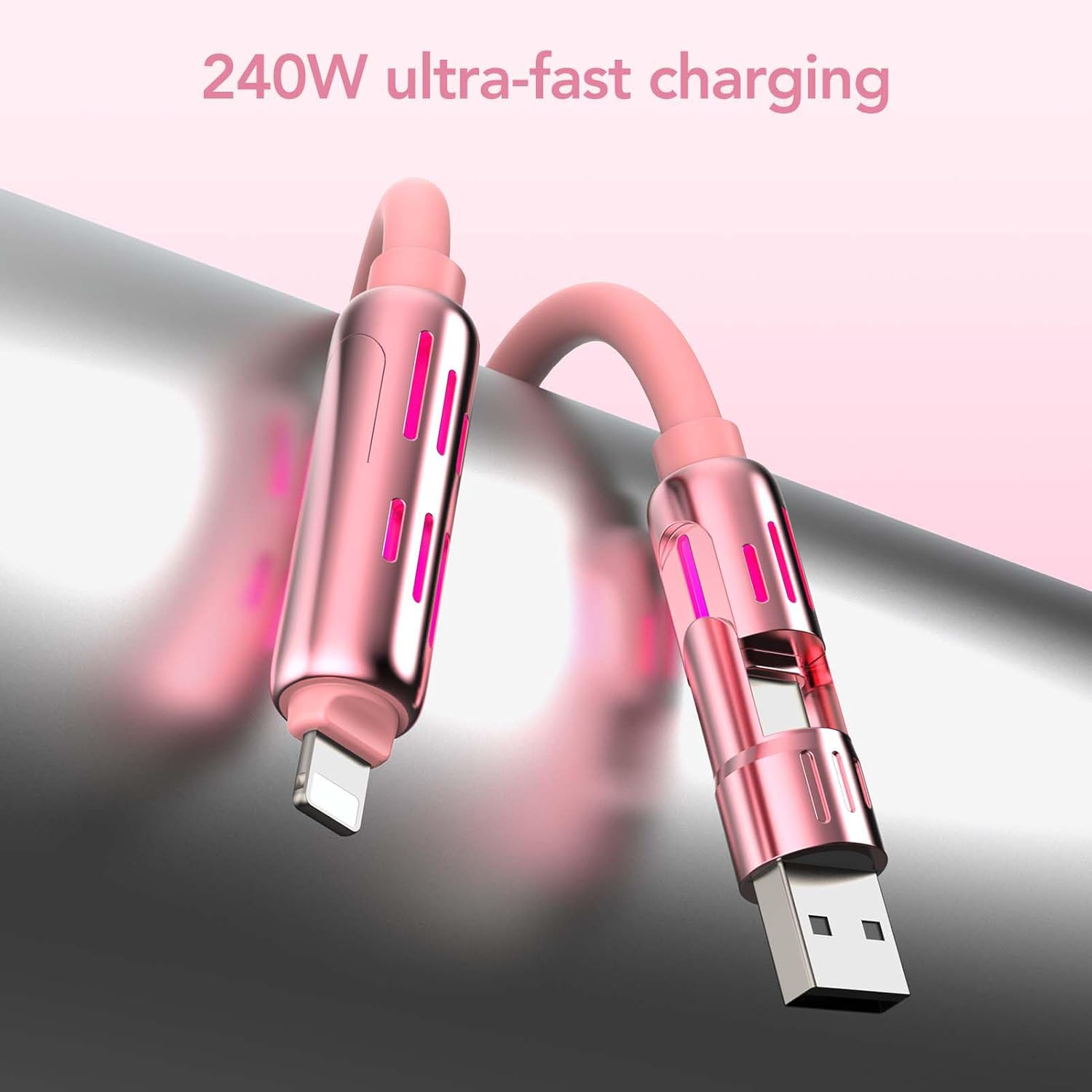 Thumbnail 5 de MFish 240W 4-in-1 Charging Cable with Carrying Case (6.6FT) – USB-C to USB-C/Lightning, USB-A to USB-C/Lightning