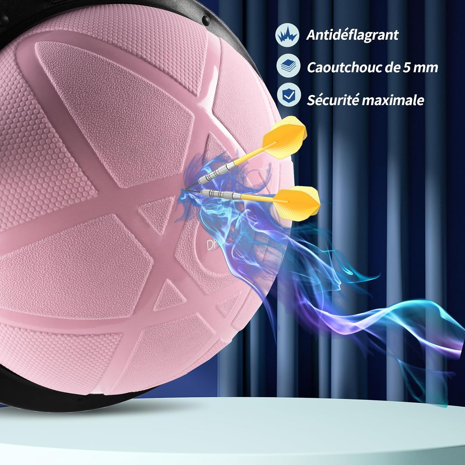 Detalle de DH FitLife Ballon d’équilibre pour yoga (diamètre 60 cm) avec pompe et 2 bandes fitness