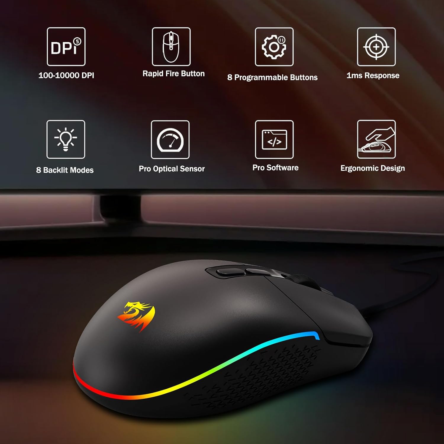 Thumbnail 1 de Redragon M719 Antonium RGB Gaming Mouse