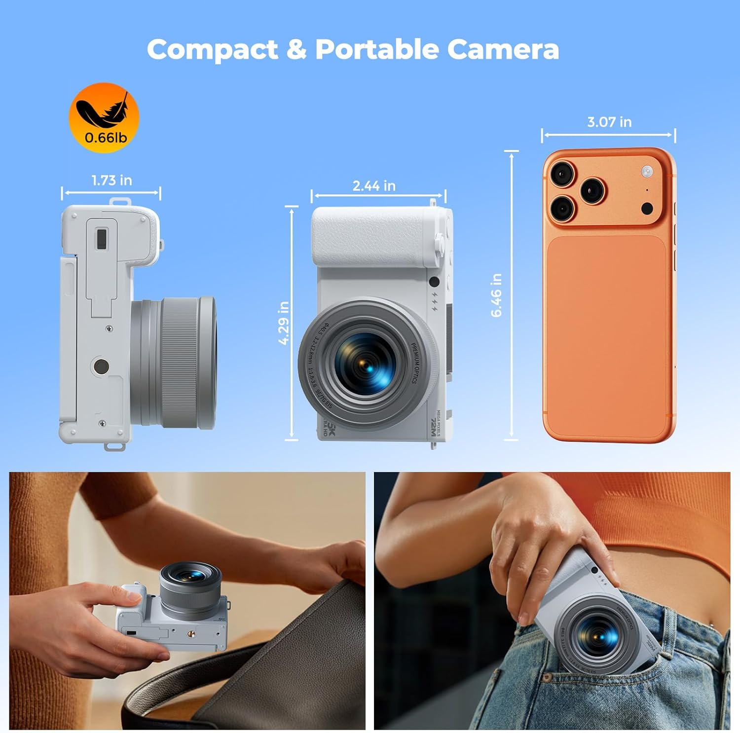 Thumbnail 5 de Fotocamera Digitale 5K 72MP Compatta con Zoom Ottico 6x e Schermo Orientabile 2,8" – Ideale per Vlog e Viaggi