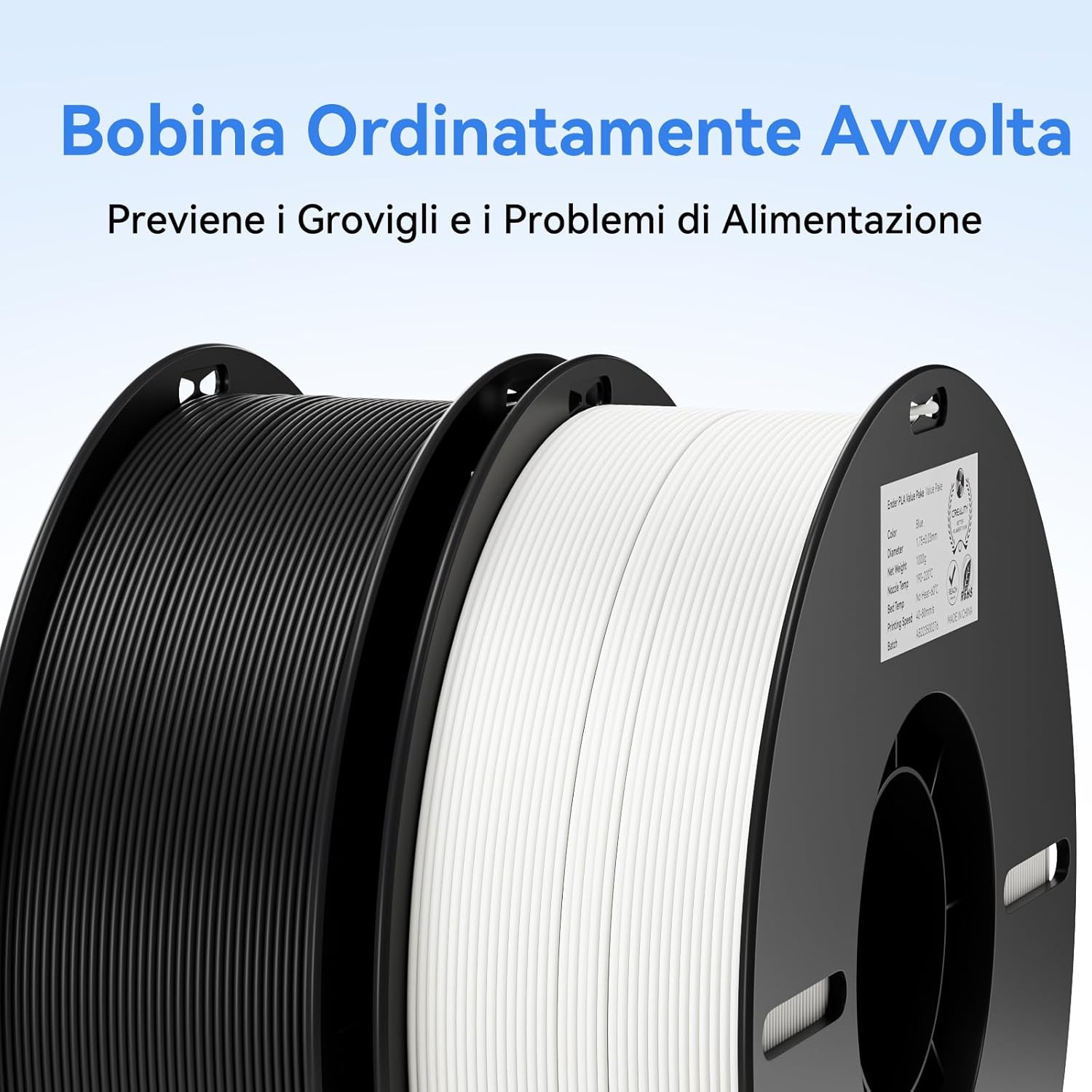 Detalle de Creality Ender PLA Filamento 1,75 mm – 2 Bobine da 2 kg (Grigio) per Stampanti 3D
