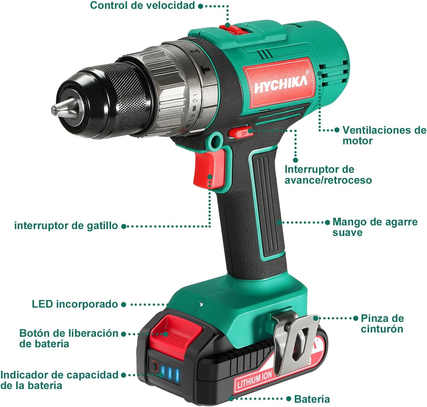 Detalle 2 de HYCHIKA Taladro Percutor 18V 45Nm