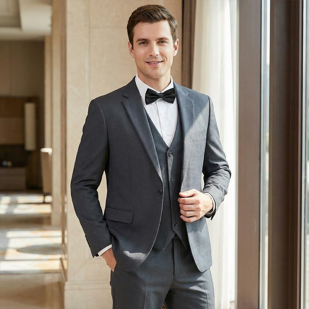 Detalle 1 de 3-Piece Slim Fit Suit with Bow Tie 1 Set