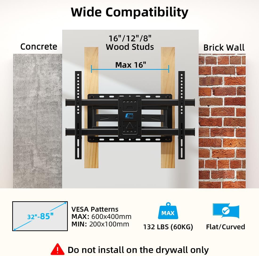 Detalle 2 de HOME VISION Full Motion TV Wall Mount 132 lbs