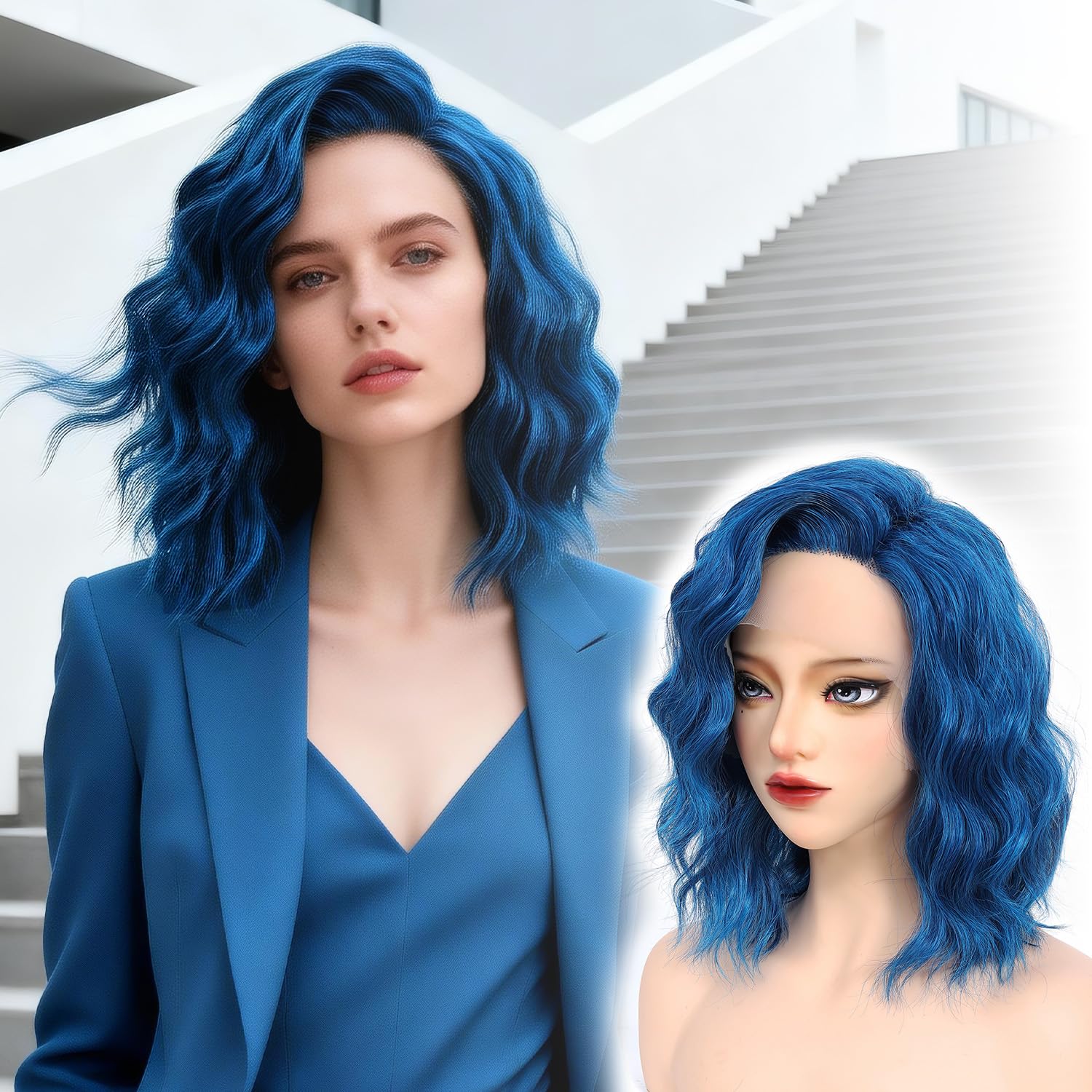 Detalle de Bkiyyi Synthetic Bob Wig, 14-Inch