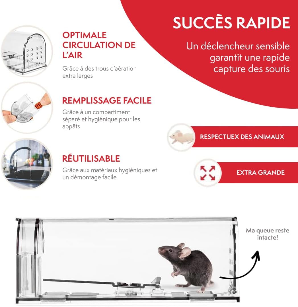 Thumbnail 3 de PATTLER® Piège à Souris Vivantes Extra Grand — Capture sans poison, transparent