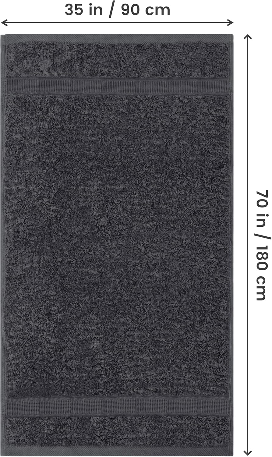 Detalle 2 de Utopia Towels Jumbo Bath Sheets, 2-Pack, 35 x 70 in, 600 GSM Cotton, Gray