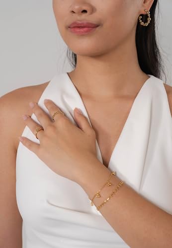 Detalle de Purelei Terra Ring – verstellbarer Kugelring aus 18K vergoldetem Edelstahl, Größe 50–60