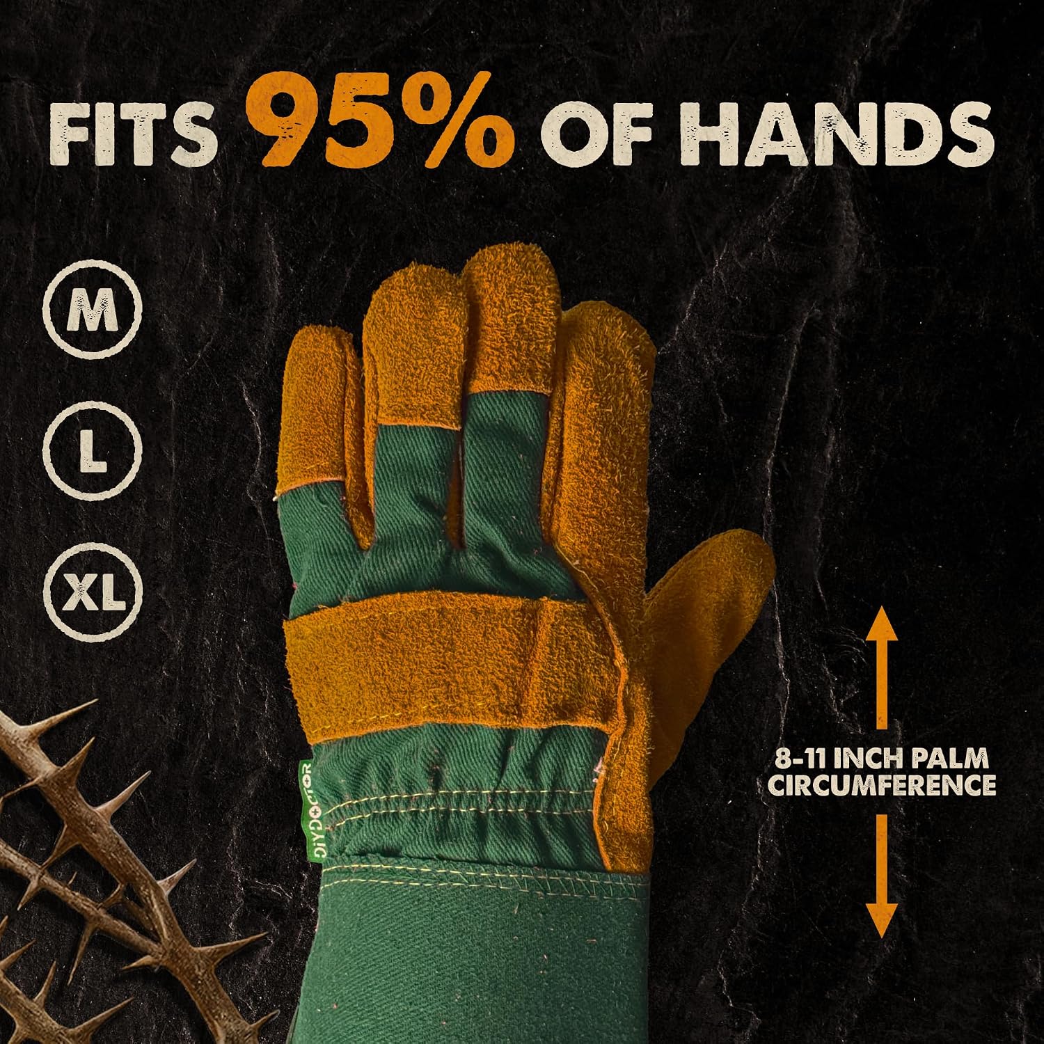 Detalle de DIY Doctor Leather Work Gloves Large — Thorn‑Proof Gardening Gloves