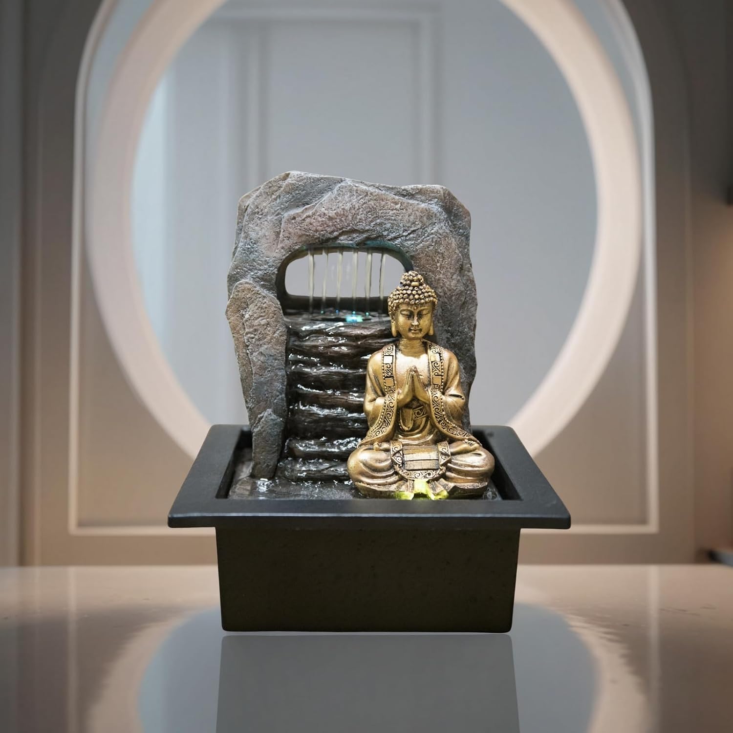 Thumbnail 4 de Zen'Light Fontaine Zen Dao – fontanna pokojowa z LED, brązowa, z żywicy