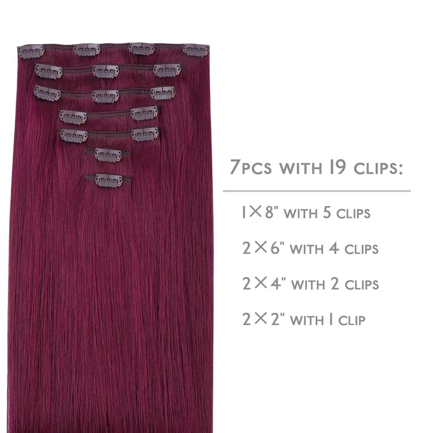 Thumbnail 1 de WENNALIFE 20" 150g Clip-In Remy Burgundy