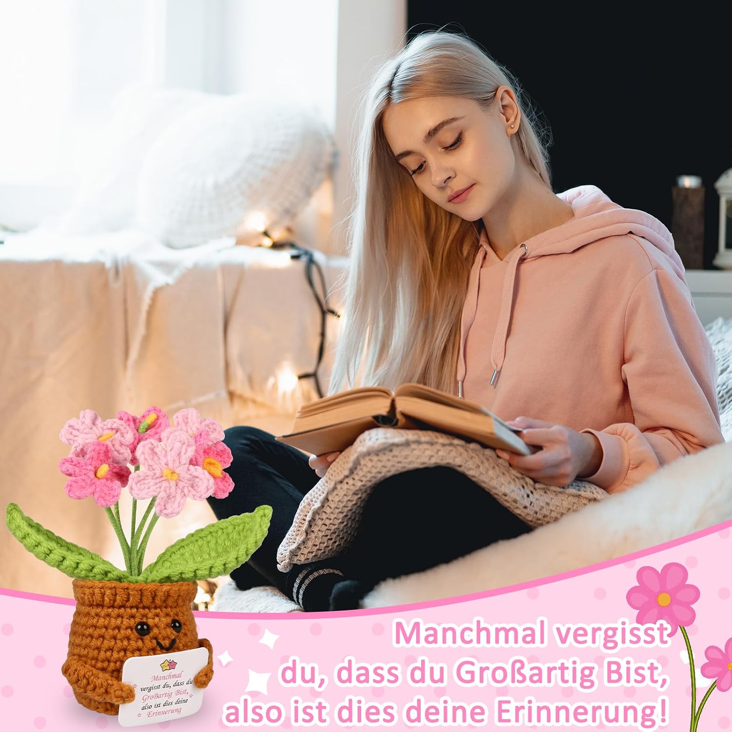 Thumbnail 2 de WenmthG Gestrickte Rosa Vergissmeinnicht