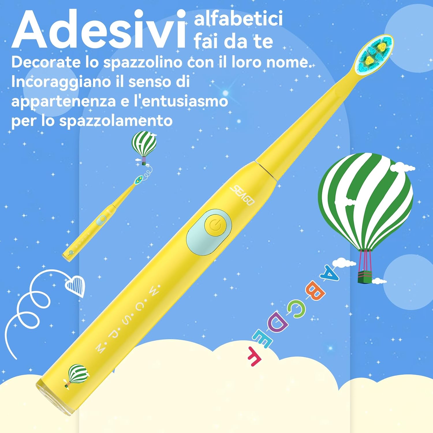 Thumbnail 2 de Seago spazzolino elettrico bambini 6-12 anni SG-2303 con timer da 2 minuti e 8 testine