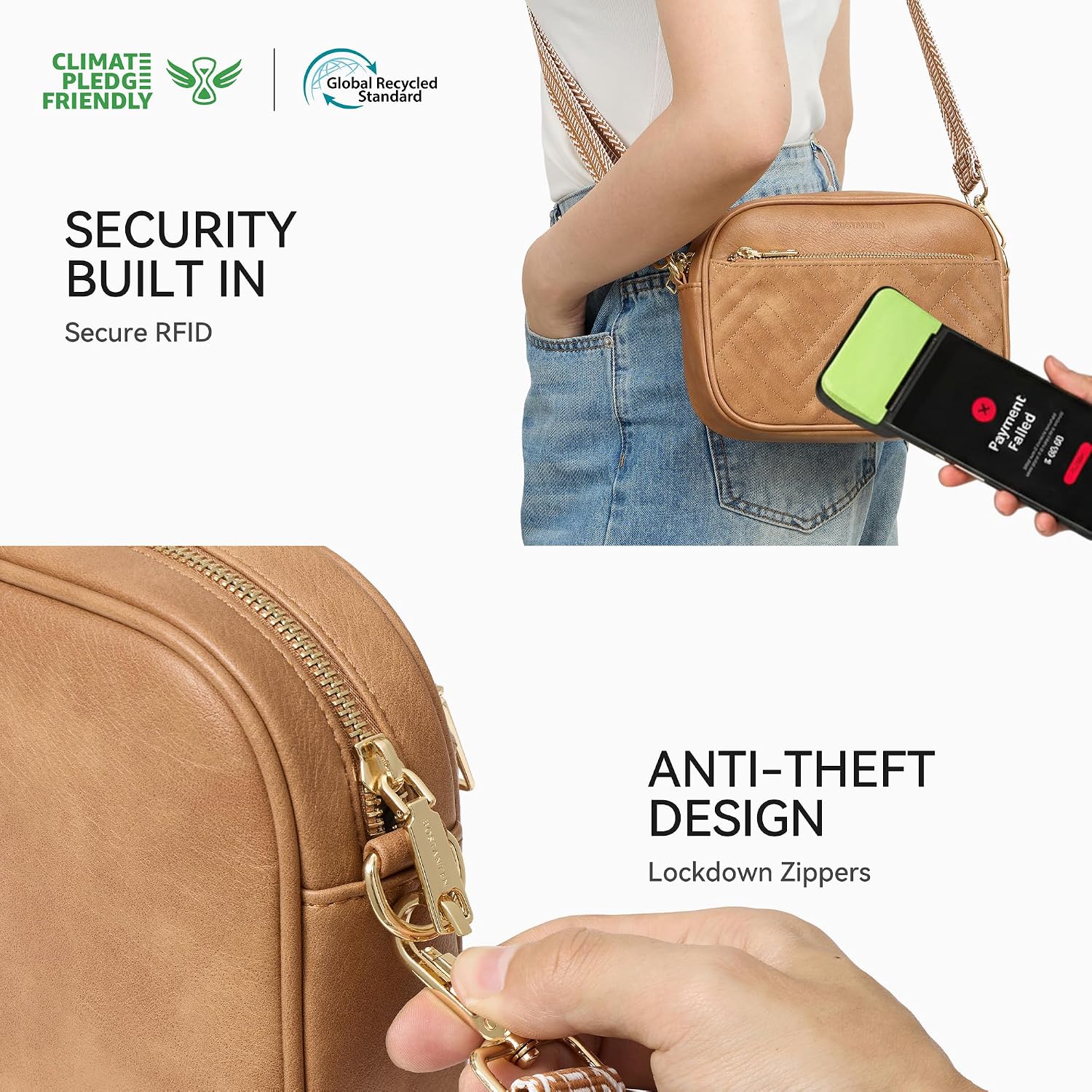 Detalle de BOSTANTEN Quilted Crossbody Bag Vegan Leather