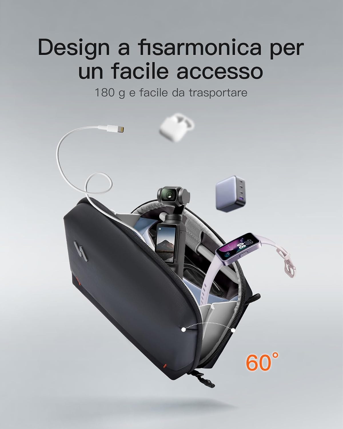 Detalle 2 de Inateck Organizer Elettronico Portatile: Borsa da Viaggio Resistente agli Spruzzi 2 L, 6 Sezioni