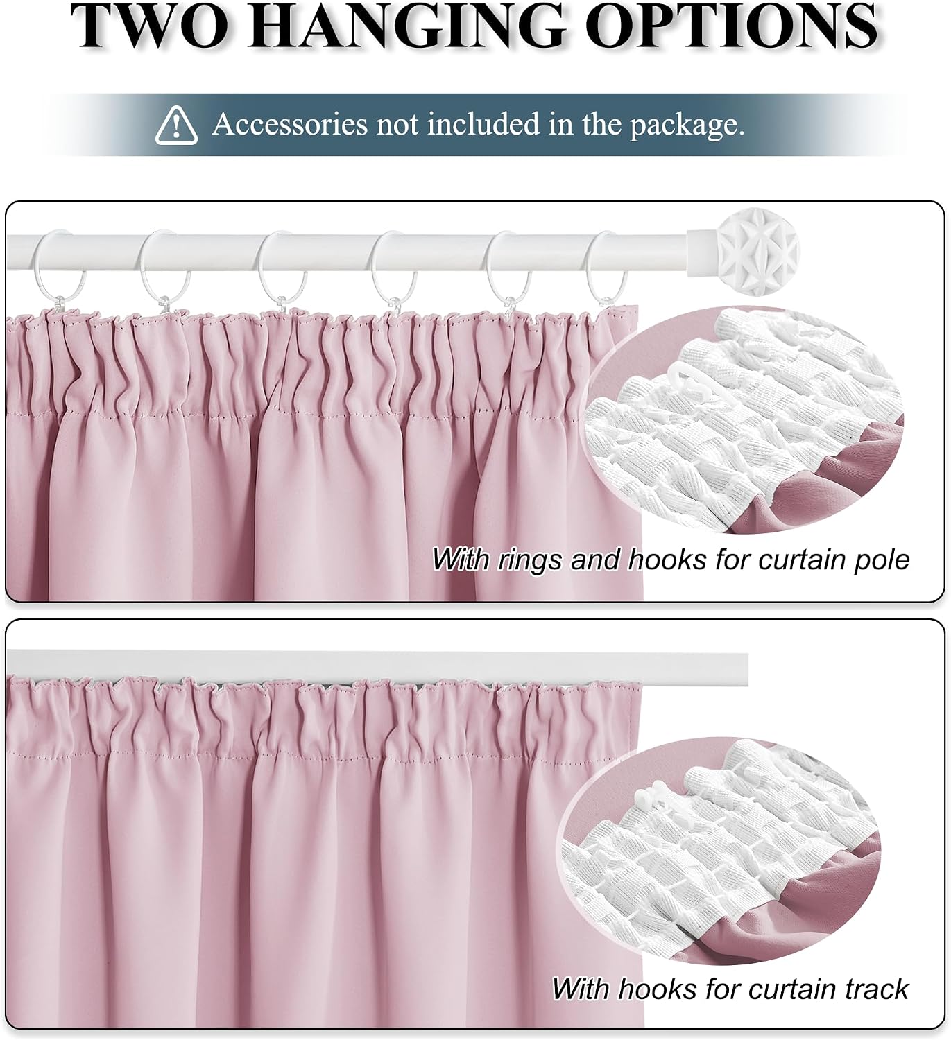 Detalle 1 de PONY DANCE Pink Curtains for Girls Bedroom 54 drop 2 Panels 💫