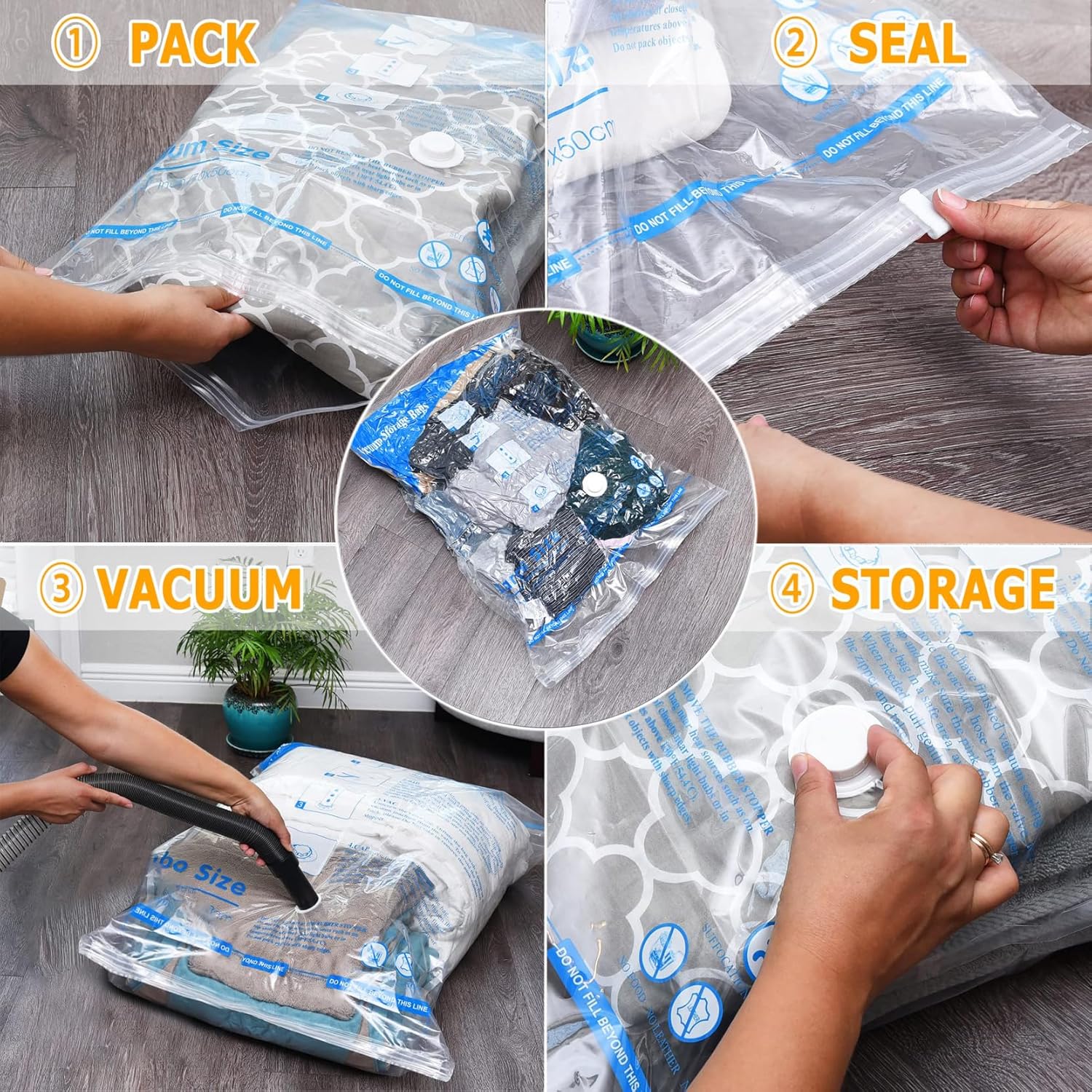 Detalle de MEIQIHOME Vacuum Storage Bags 7 Jumbo 100x70cm