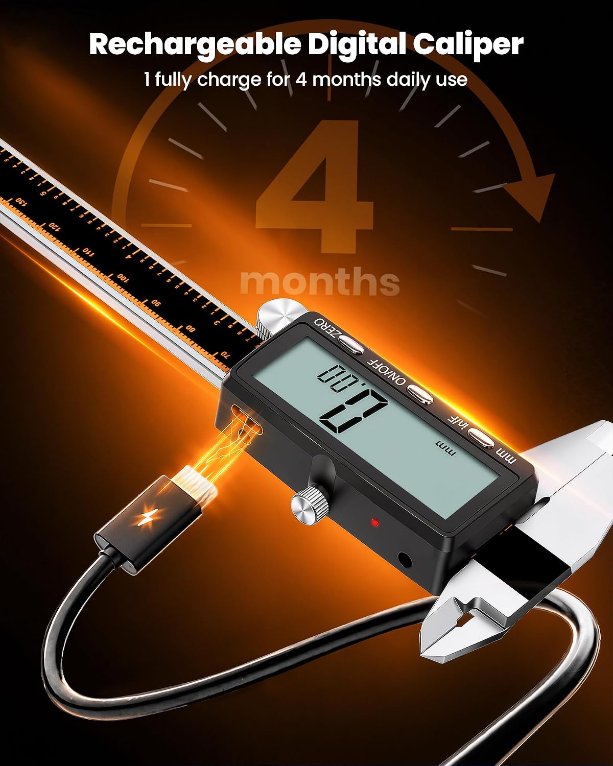 Detalle 2 de HARDELL 12-Inch Digital Caliper, USB-C Rechargeable, 4 Modes, 0.002-Inch Accuracy