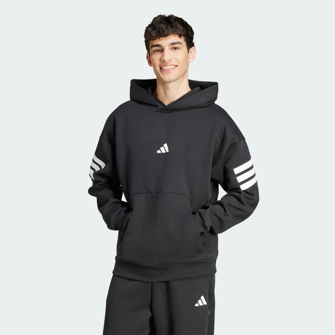 Detalle de Sudadera con capucha Future Icons 3 bandas de Adidas — negro