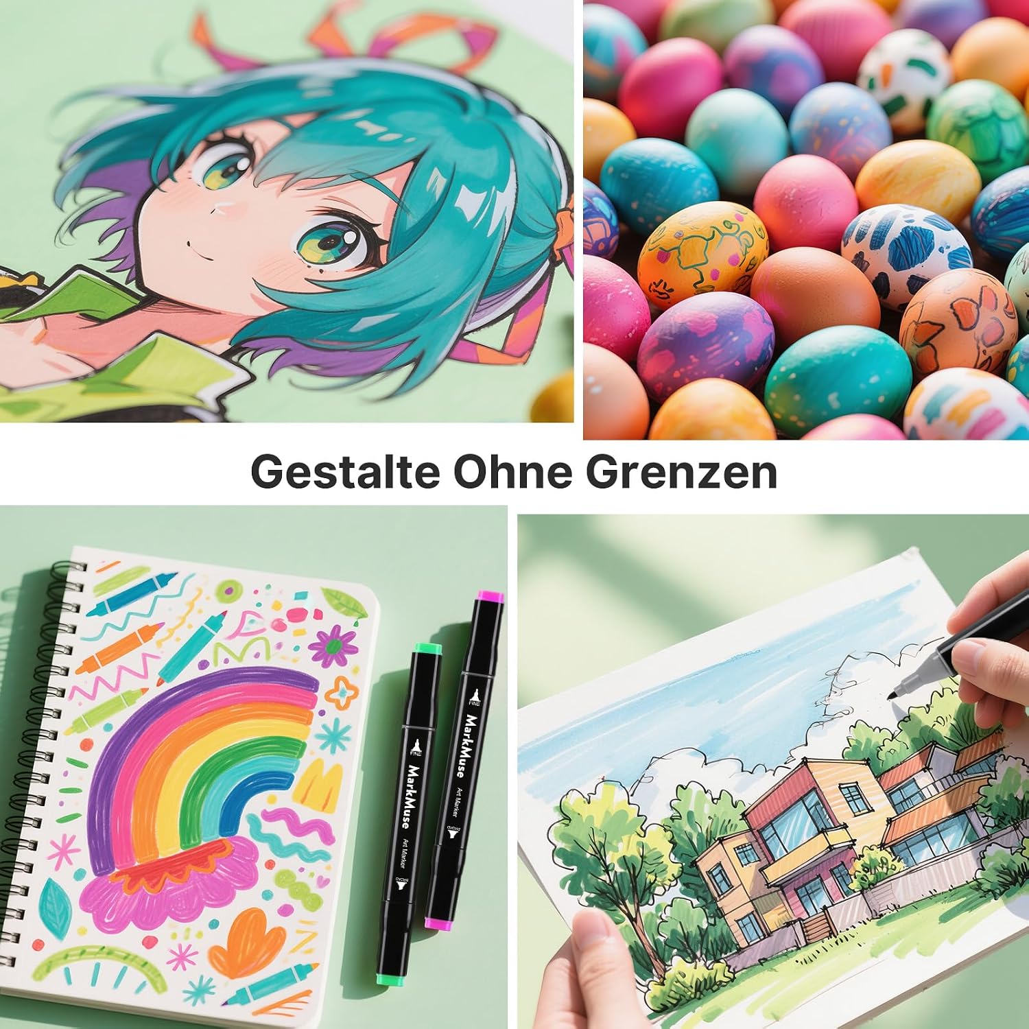Thumbnail 6 de MarkMuse 120 Alkohol Marker Set mit Doppelspitze (Meißel & Feinspitze) – Schnell trocknend