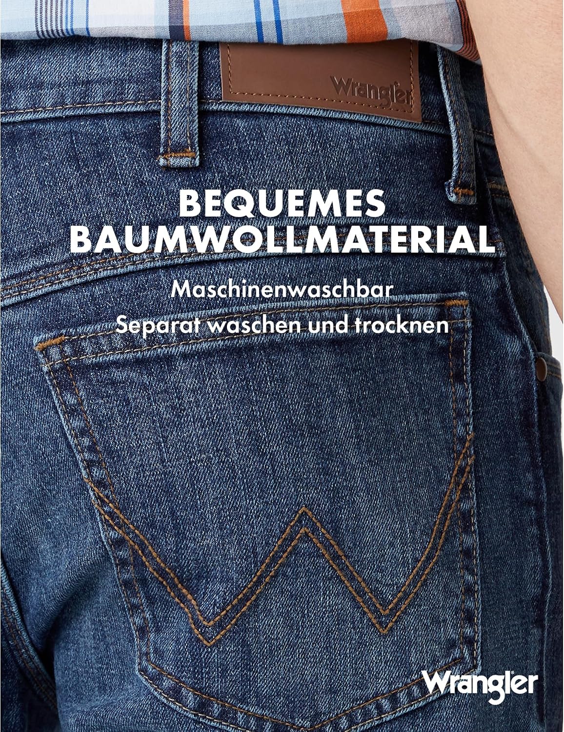 Detalle de Wrangler Herren Jeans Straight – Mid Waist, Regular Fit, Authentic Blue