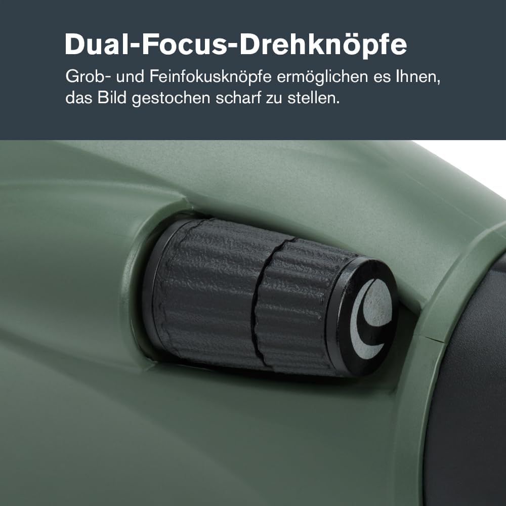 Detalle de Celestron Regal M2 20-60x80 ED-Spektiv – abgewinkelter Zoom, Magnesiumgehäuse, grün