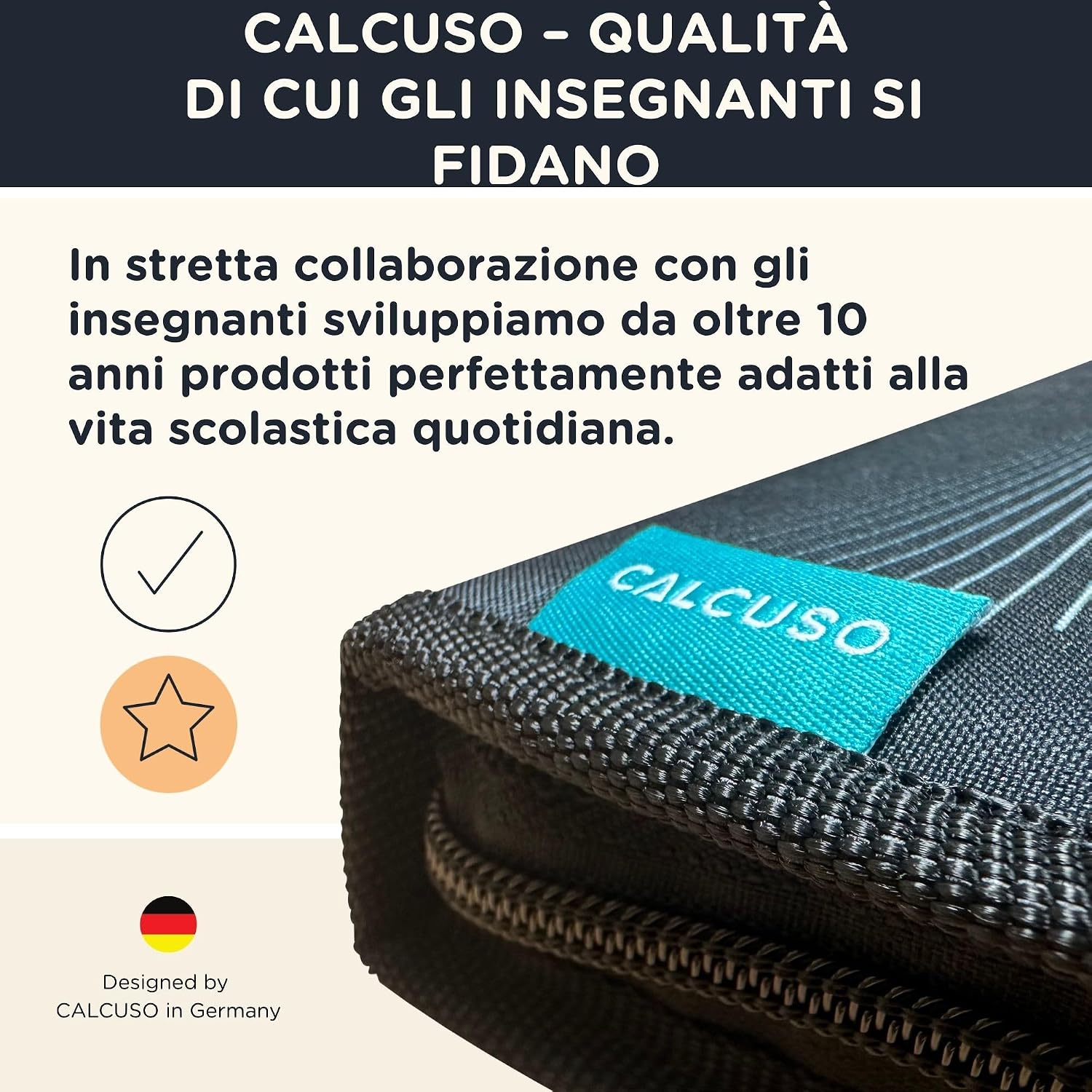 Detalle 2 de CALCUSO Set di Geometria PRO in astuccio blu con compasso e goniometro