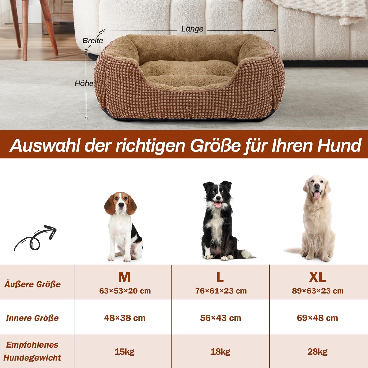 Thumbnail 5 de FURTIME Cuccia per Cani Interno Taglia Media 76x61x23 cm, lavabile e antiscivolo