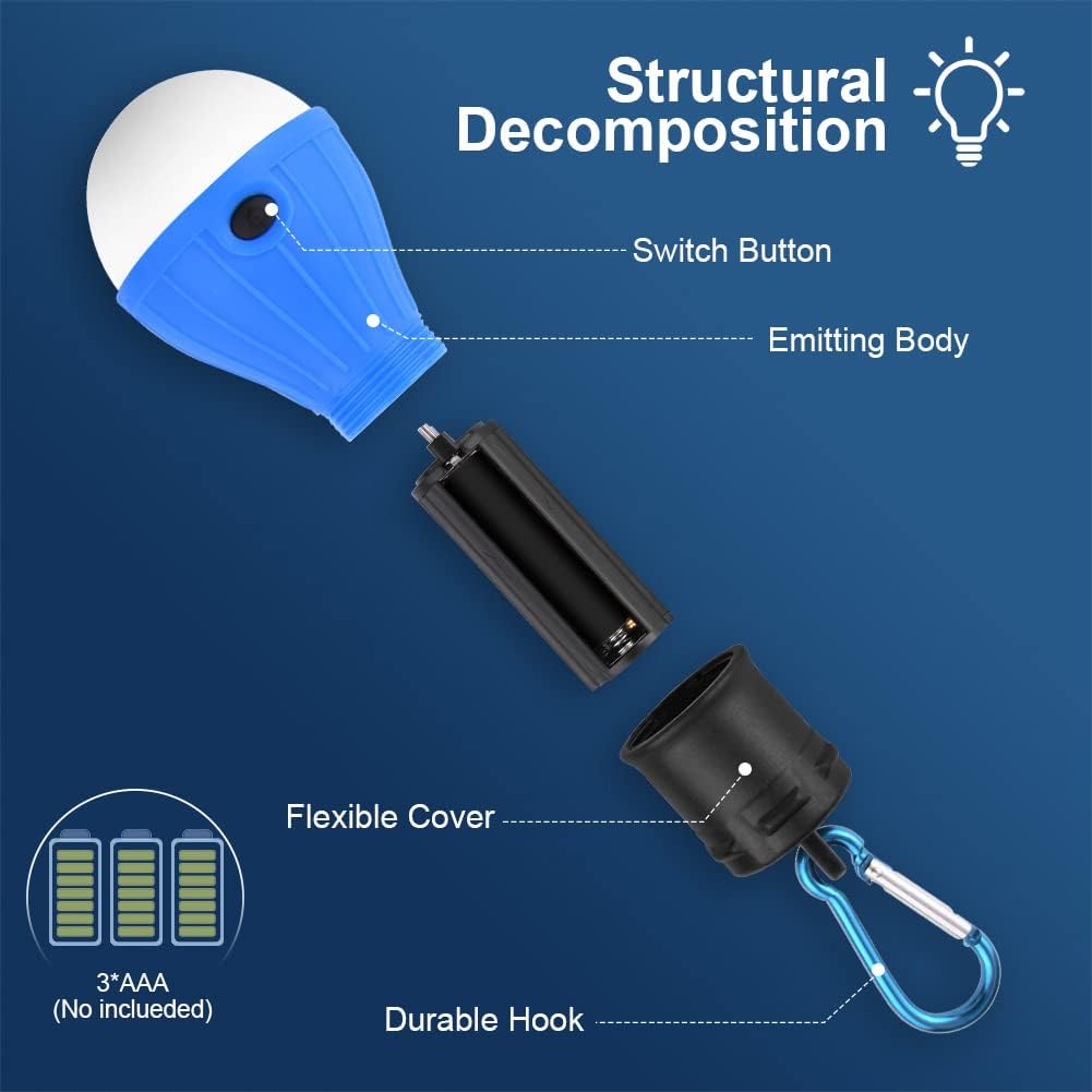 Thumbnail 2 de Flintronic Lampada LED Campeggio 5 pezzi: luce portatile a clip con gancio per tenda