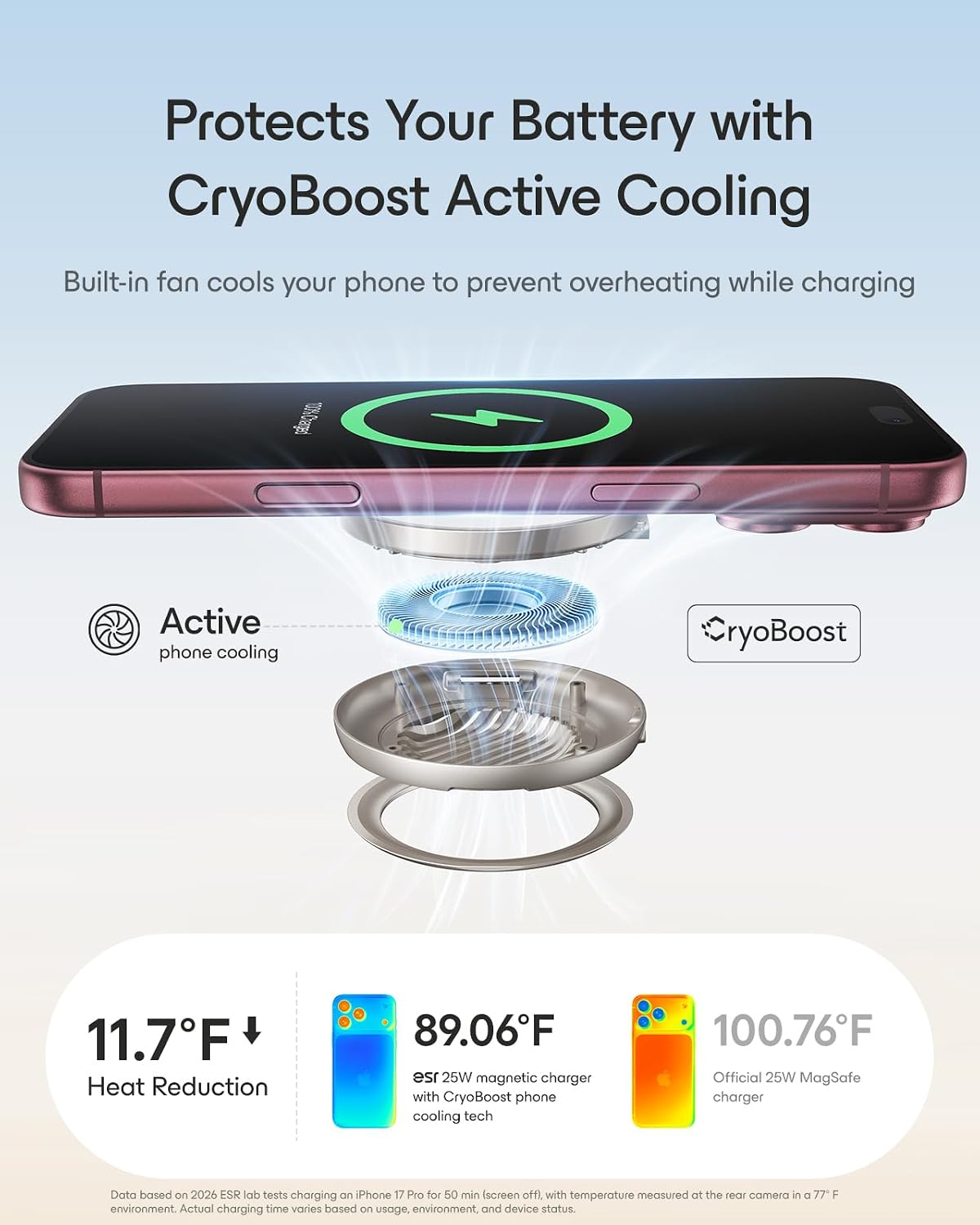 Detalle 2 de ESR 2C589 Cyclone Qi2.2 25W Magnetic Wireless Charger with Adjustable Stand