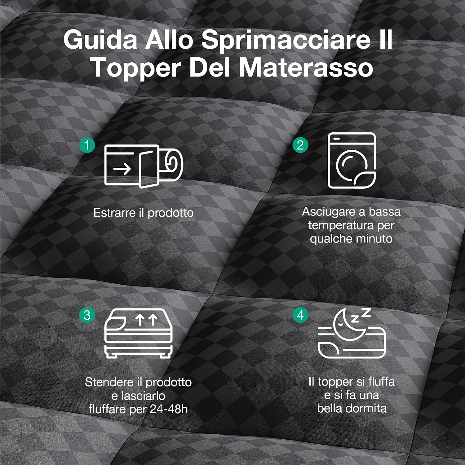 Detalle de Novilla Topper Materasso Matrimoniale 180x200 cm – Sovramaterasso imbottito 5 cm, effetto piuma, morbido e traspirante