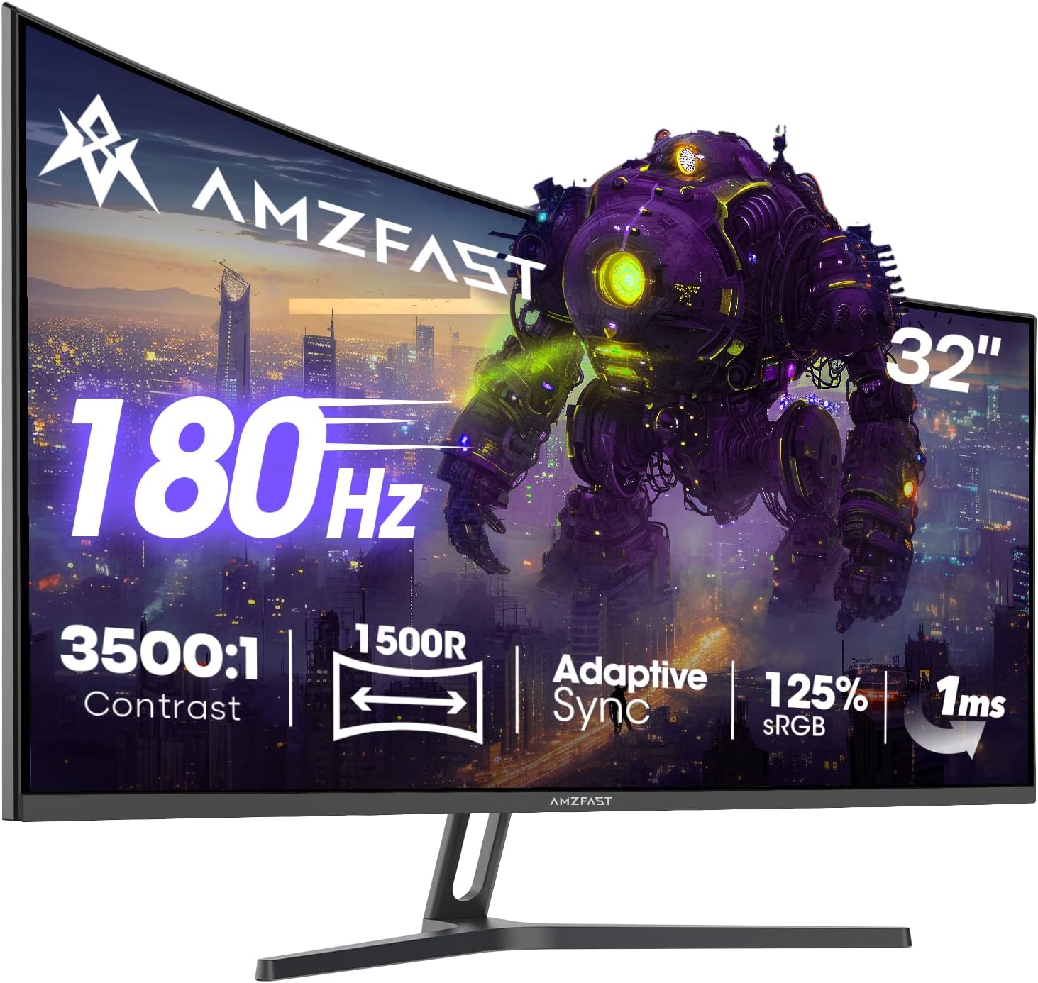 Detalle de Amzfast AMZG32C1Q 32-inch curved gaming monitor (2K QHD, 180Hz, HDR, Adaptive Sync)