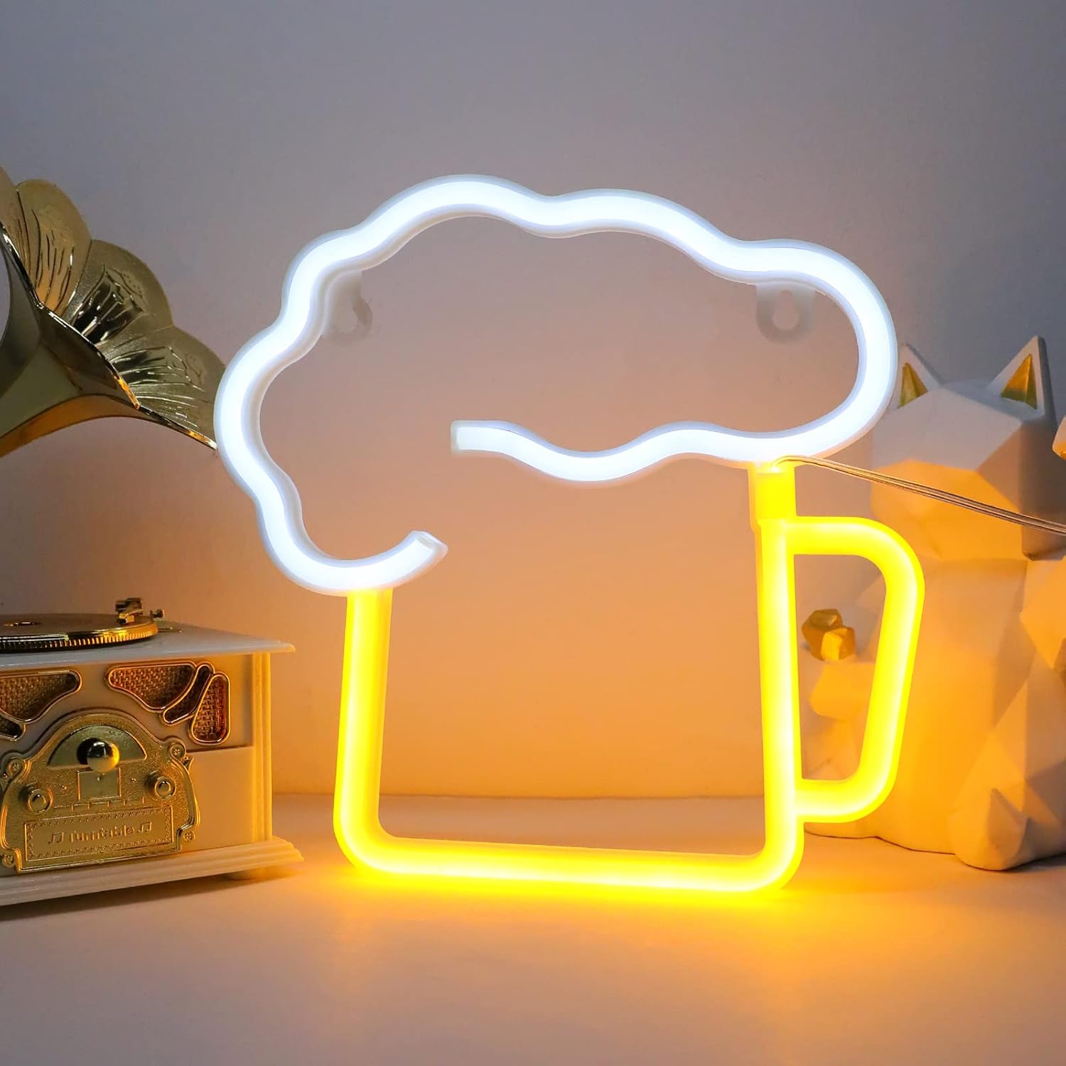 Detalle de DWOOKE Beer Neon Signs: Battery and USB Operated Neon Light for Ambient Room Decor