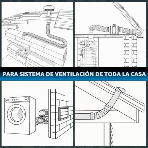 Detalle 2 de Hon&Guan Tubo flexible de aluminio 200 mm x 5 m para ventilación