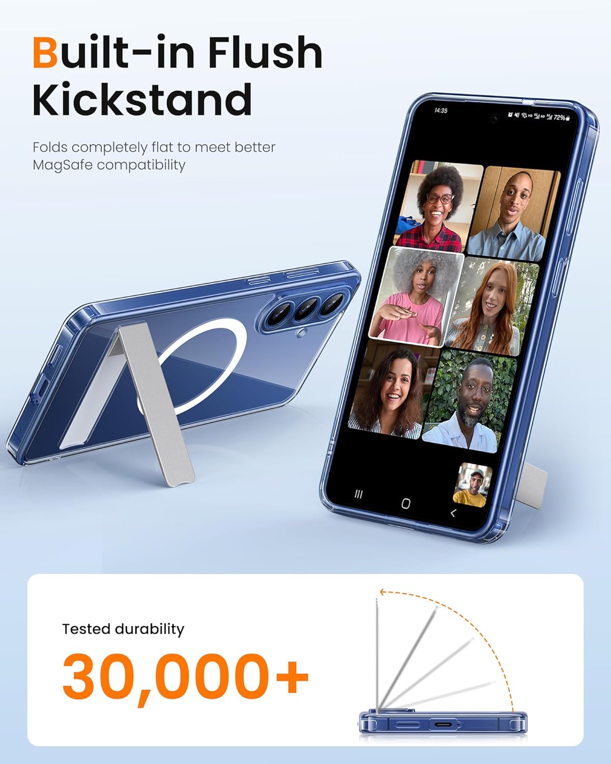 Thumbnail 4 de SIXBOX Magnetic Case with Kickstand for Samsung Galaxy S26 (Clear) – MagSafe compatible with 2 tempered glass screen protectors