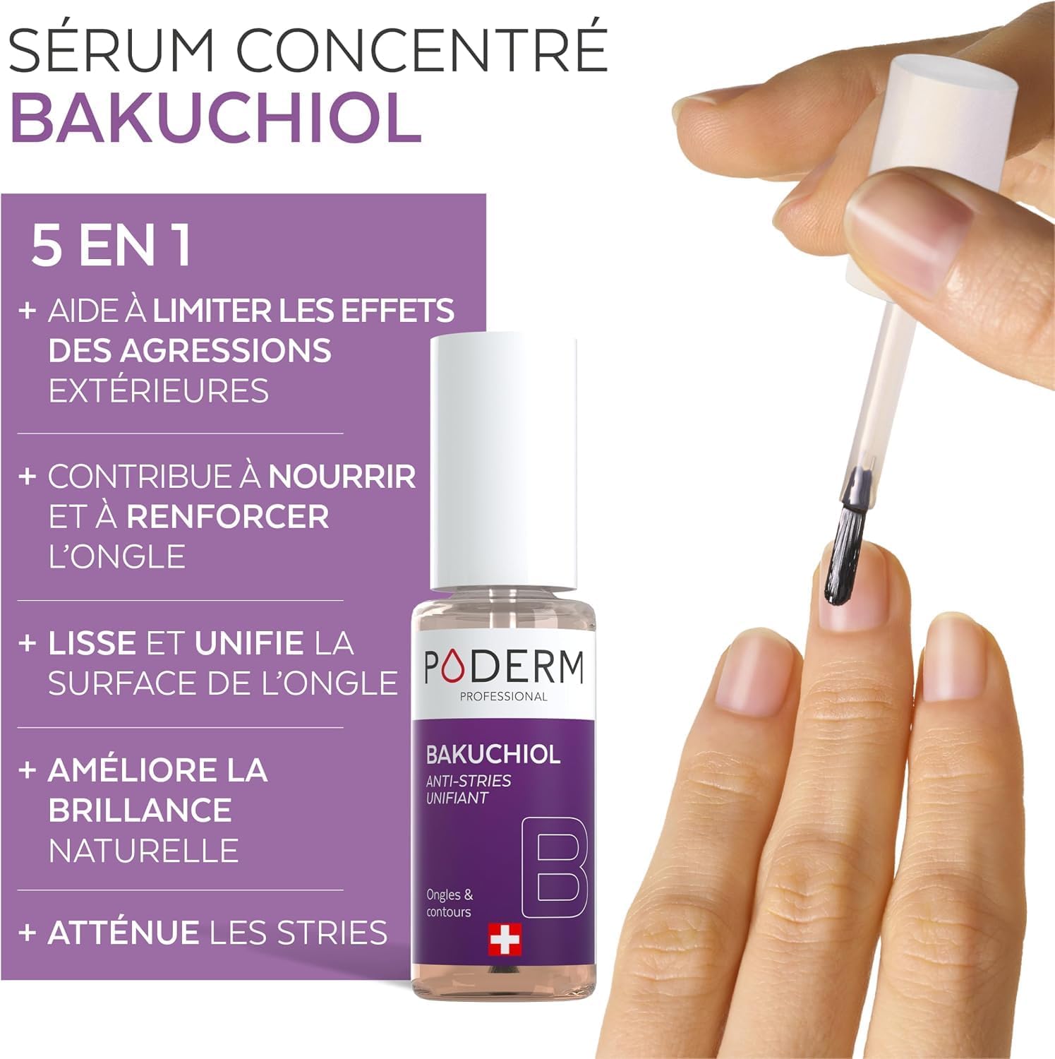 Detalle 2 de PODERM Activ Serum - Bakuchiol, vloeibare nagelverzorging van 6 ml