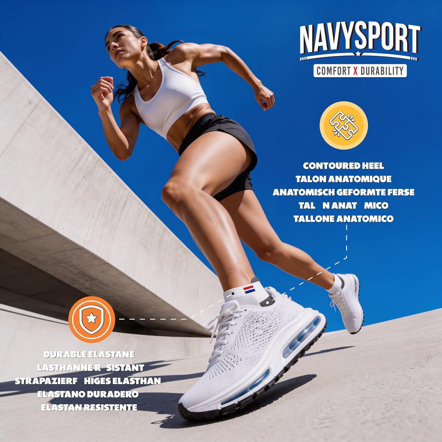 Detalle de NAVYSPORT Chaussettes de Sport Basses coton 6 paires