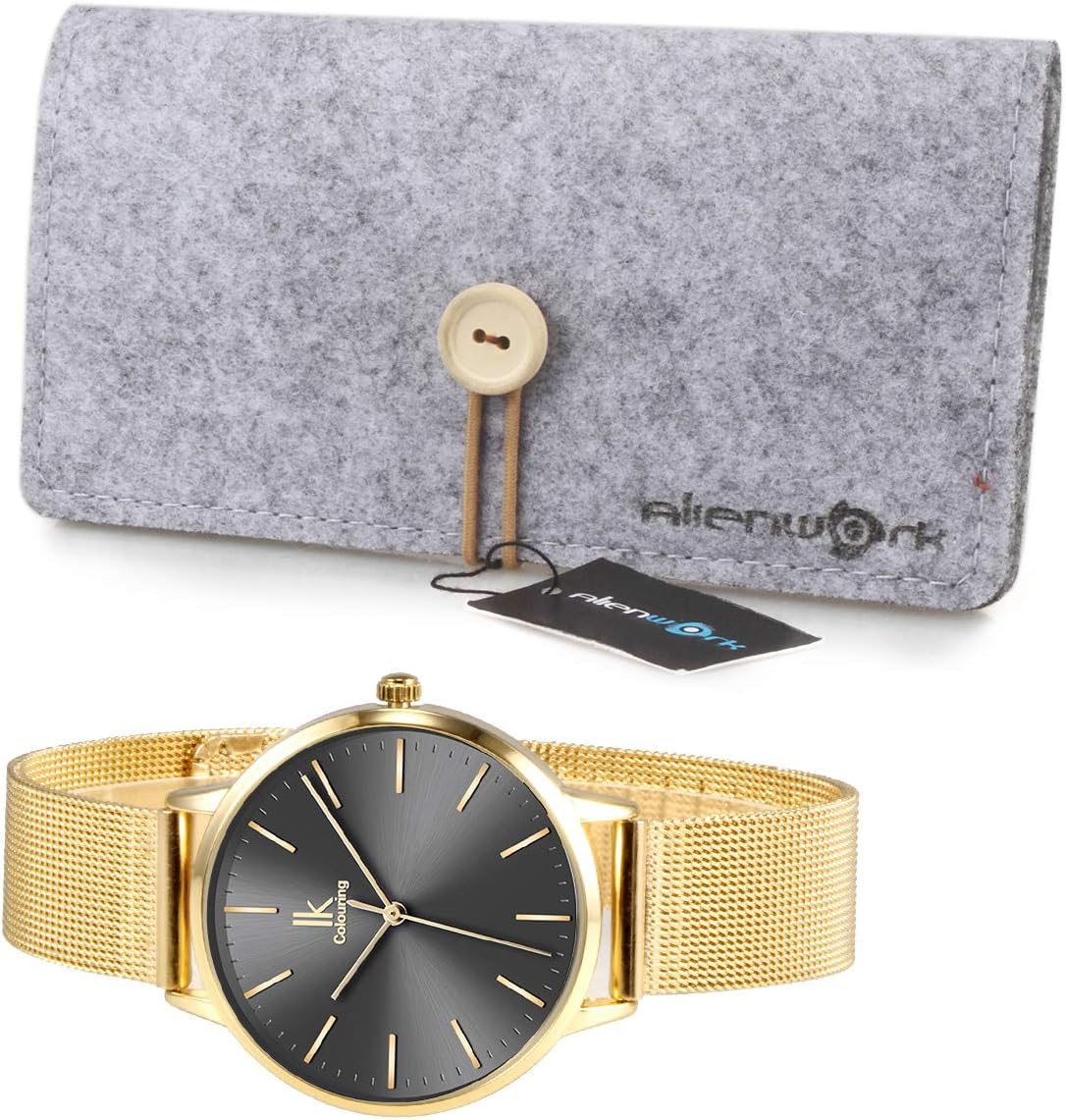 Thumbnail 3 de Alienwork IK Minimalist Montre Femme Ultra Fine avec Bracelet en Maille