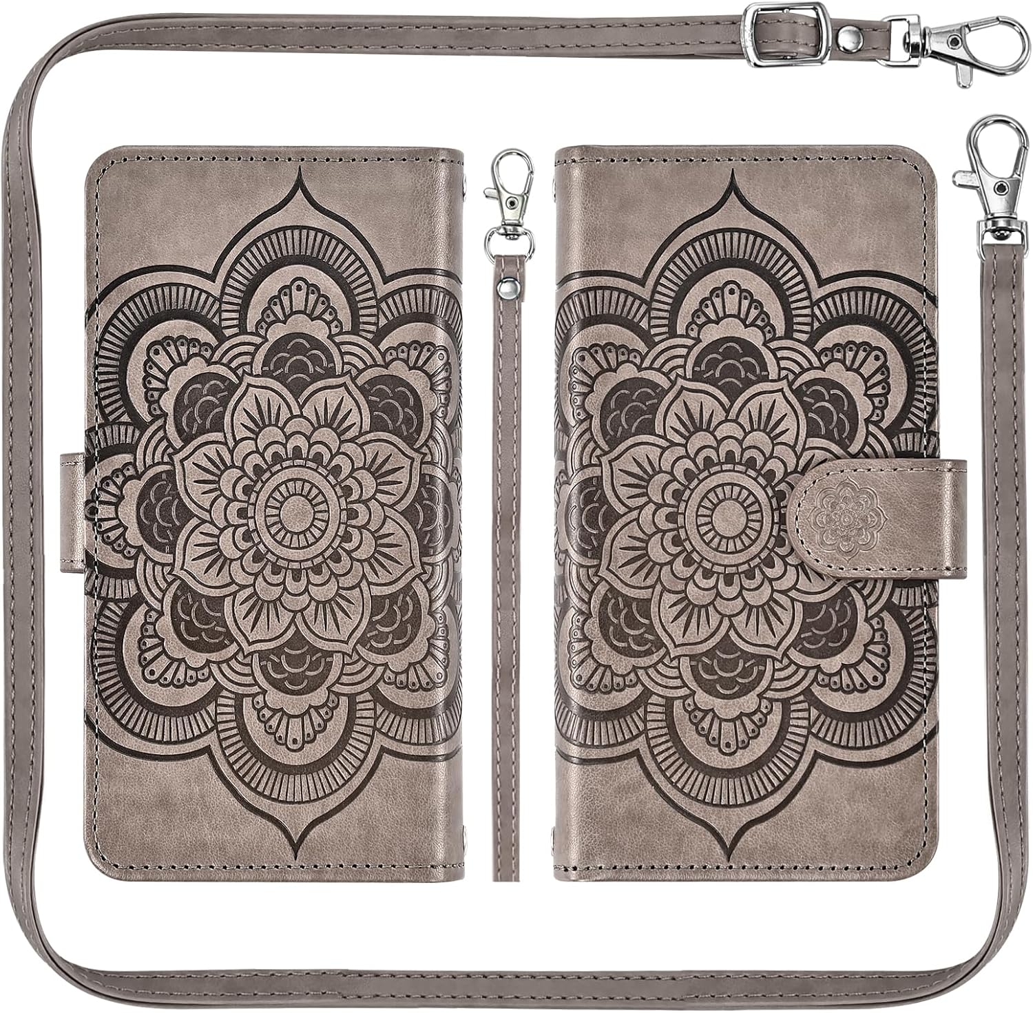 Thumbnail 2 de Asuwish Galaxy S23 5G Zipper Wallet Case with Screen Protector & Detachable Straps (Grey)