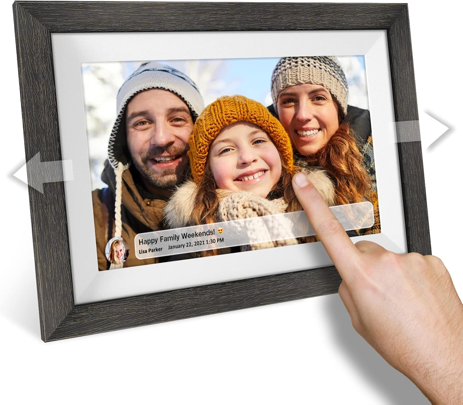 Thumbnail 4 de Frameo 10.1-inch WiFi Digital Picture Frame (Wood) with Touch Screen, Auto-Rotate & IPS HD Display