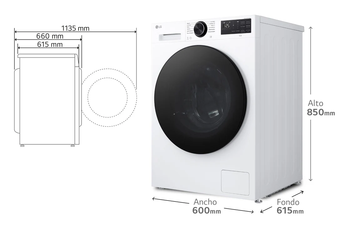 Detalle de Lavadora Inteligente LG F4X5013TLB: 13 kg, AI Direct Drive y TurboWash 360º