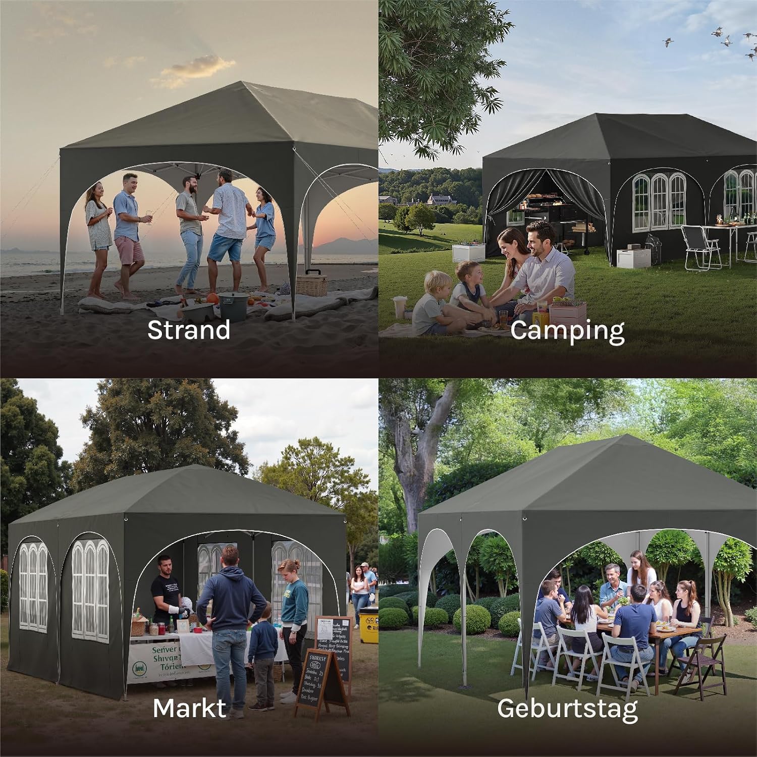 Detalle de WOLTU Pavillon 3x6 m – faltpavillon mit 6 Seitenwänden, UV-Schutz 50+, wasserabweisend, höhenverstellbar