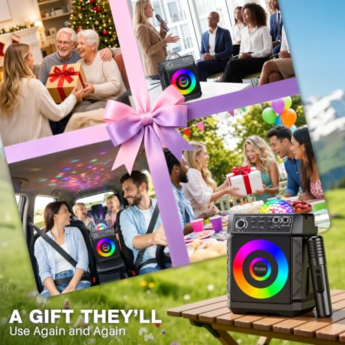 Thumbnail 7 de Gralal Karaoke Machine with 2 Wireless Microphones, 20W Speaker & Disco Lights