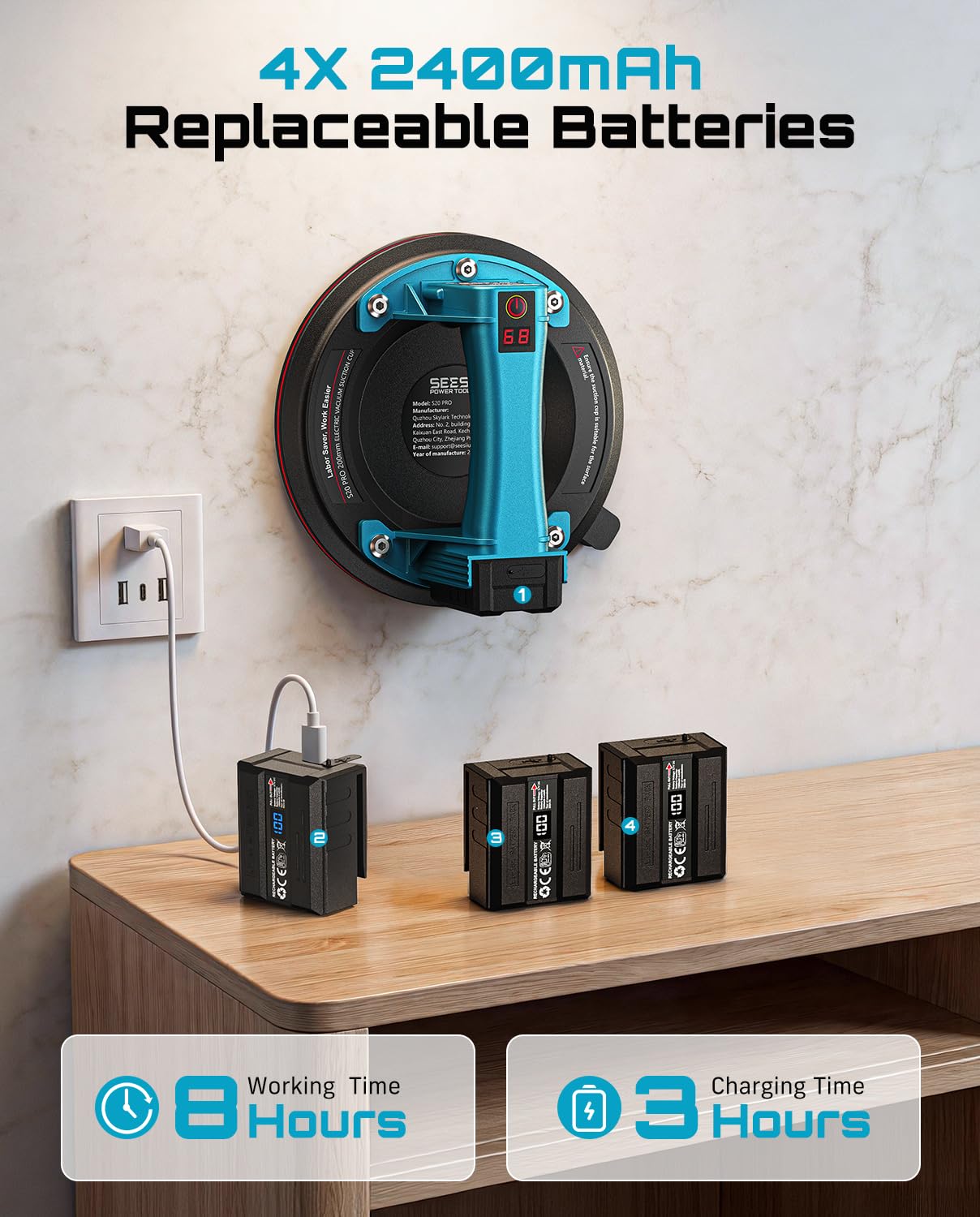 Thumbnail 4 de SEESII suction lifter 600 LBS tile glass