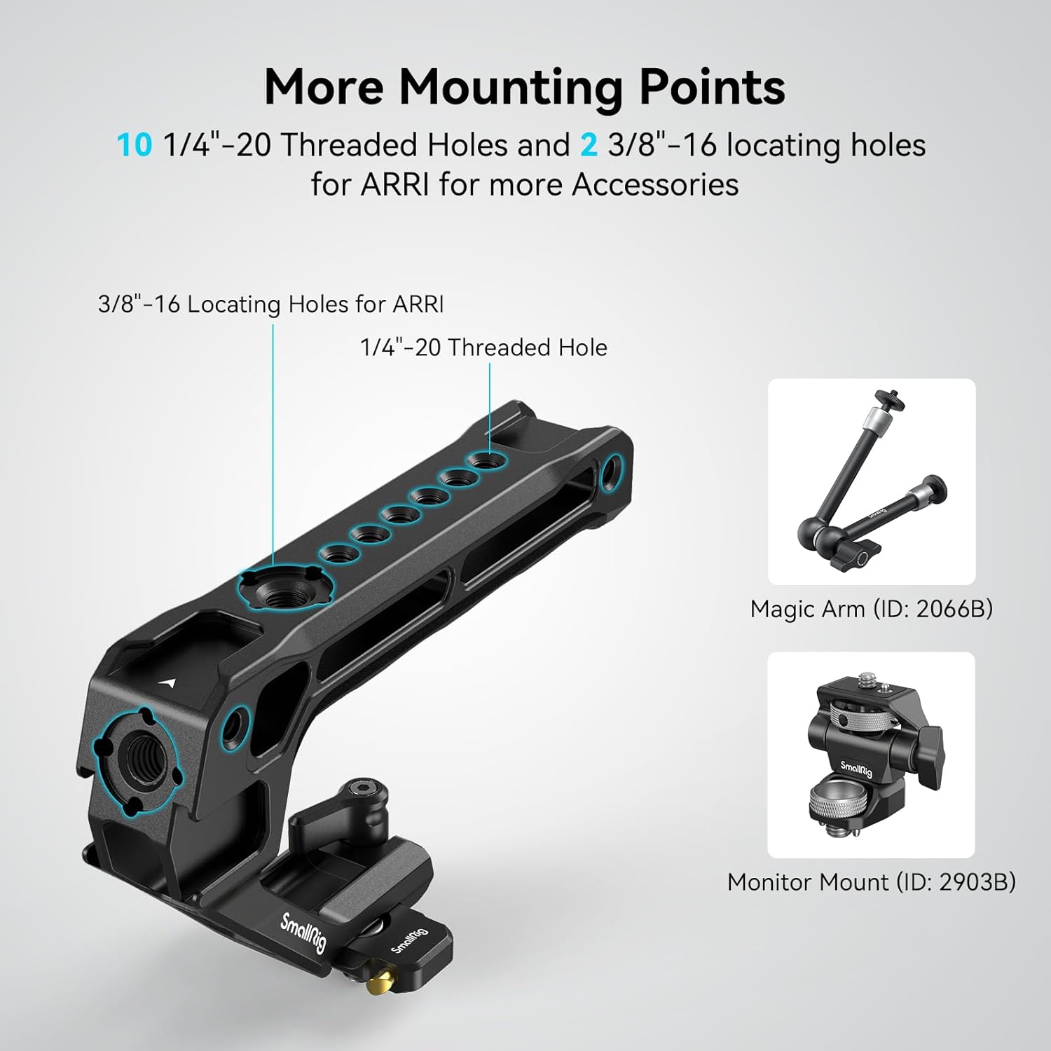 Thumbnail 5 de SMALLRIG Lightweight NATO Top Handle NATO Obergriff 4345 – Schnellverschluss-Griff mit 50‑mm‑NATO-Schiene und 5 Kaltschuhen